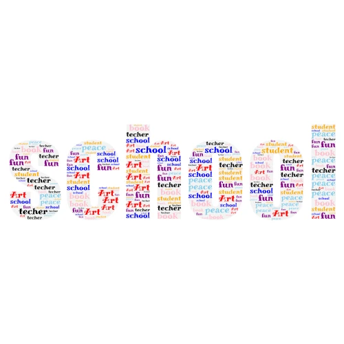 Well-being at school word cloud art