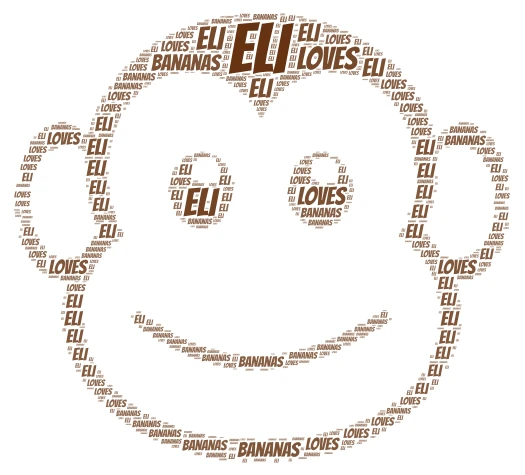 Eli Loves Bananas word cloud art