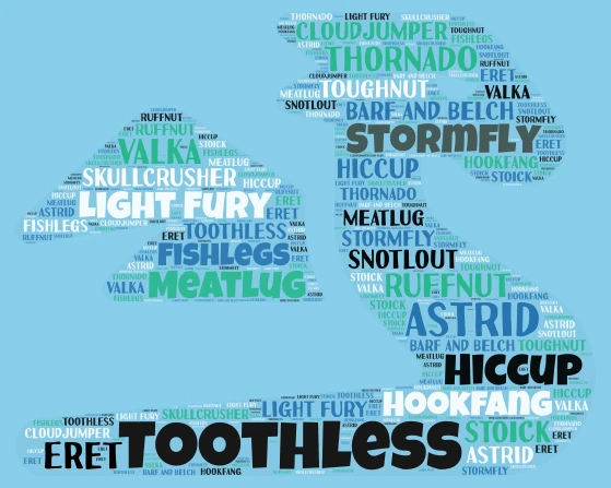 How To Train Your Dragon word cloud art