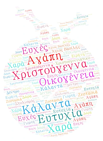 Χριστούγεννα 2025-2026 word cloud art