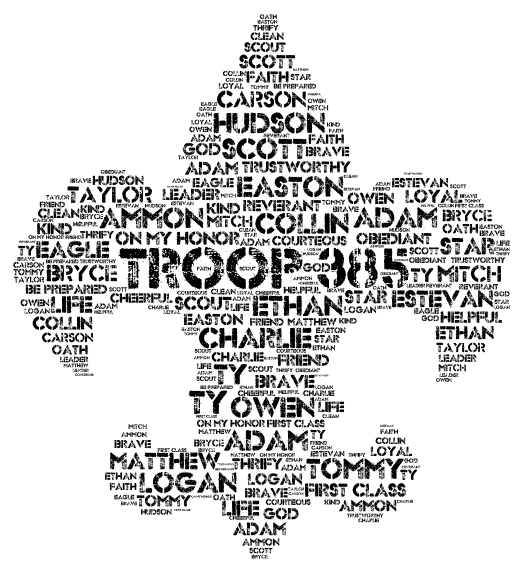 scout troop word cloud art