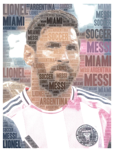 Messi word cloud art