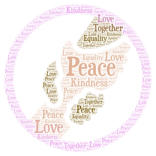 Peace ☮️✌️❤️🤝🫶 word cloud art