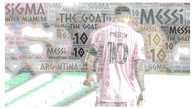 the goat messi word cloud art