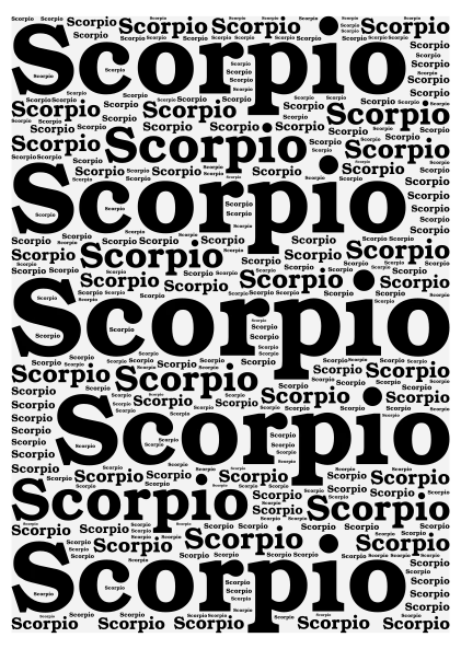 Scorpio word cloud art
