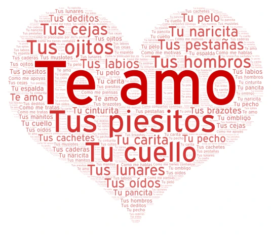 te amo word cloud art