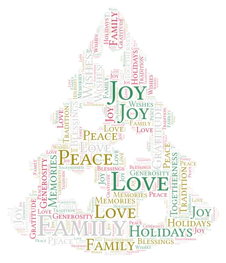 Christmas Tree word cloud art