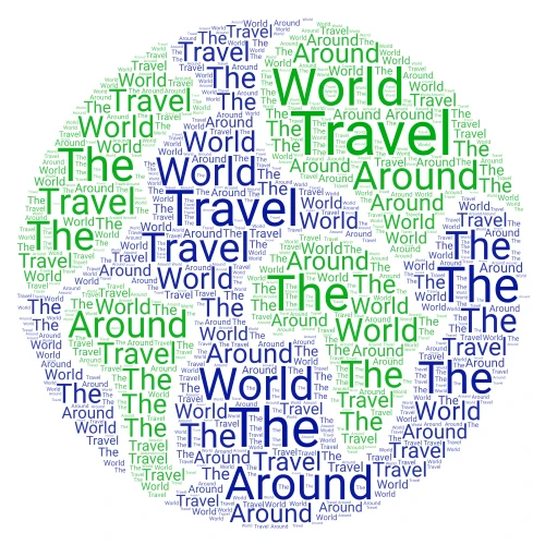 travel around the world word cloud art