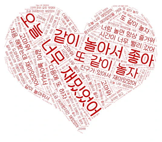 친구 놀이 소감 word cloud art