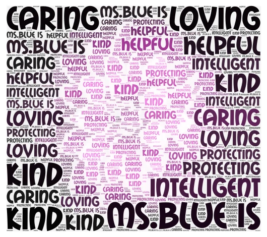 Ms blue Is kind word cloud art