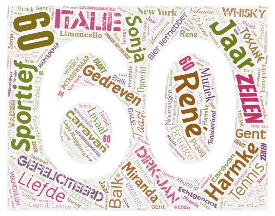 Anniversary 60 word cloud art