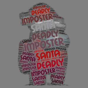 Imposter Santa word cloud art