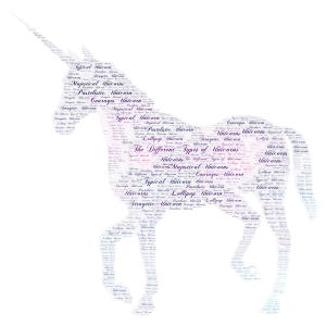 The Different Types of Unicorns word cloud art