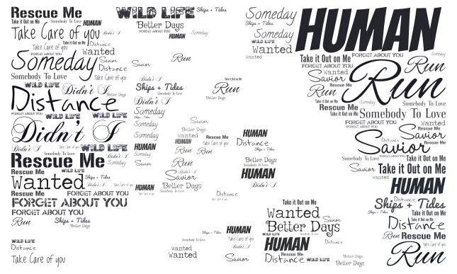 Human (OneRepublic) word cloud art