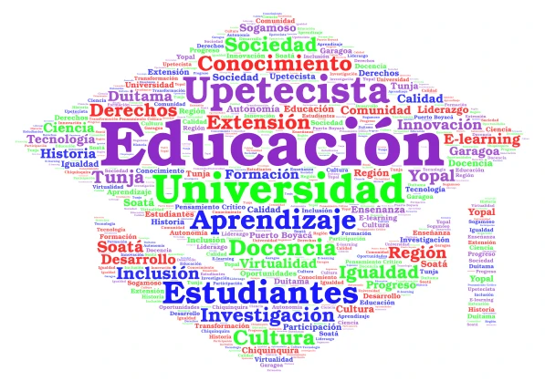 Educación y Comunidad Universitaria word cloud art