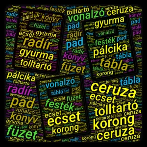 Iskolai tárgyak word cloud art