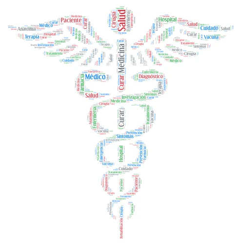Medical Terms in Spanish word cloud art