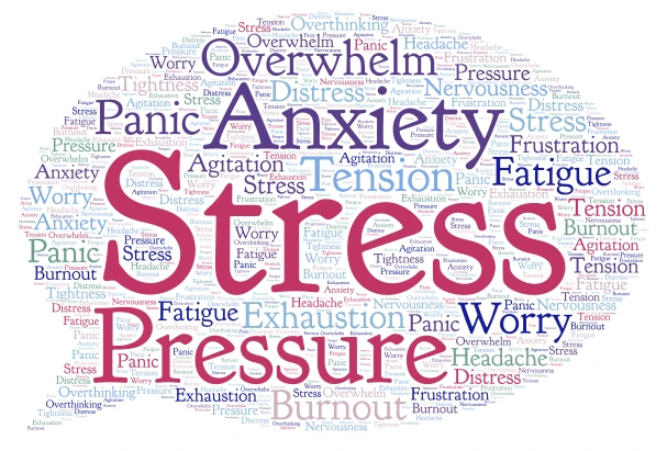 Words Associated with Stress word cloud art