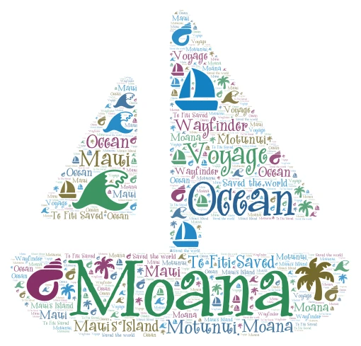 Moana Movie word cloud art
