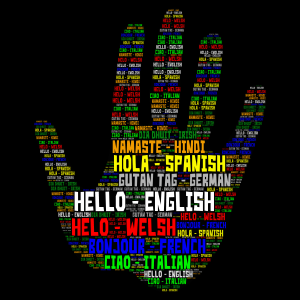 Hello In 8 Languages  word cloud art