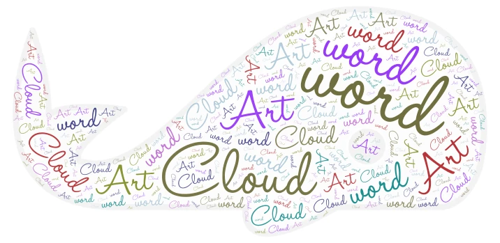 whale word cloud art