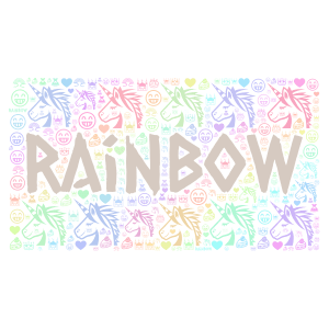 rainbow backround emojis word cloud art