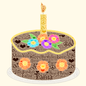 Happy Birthday Tania word cloud art