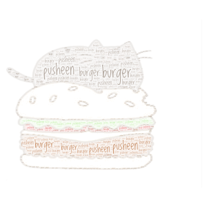 Burger Pusheen word cloud art