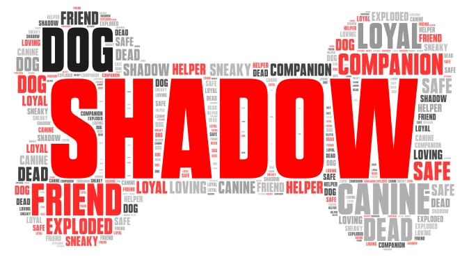 Shadow Dog Companion word cloud art