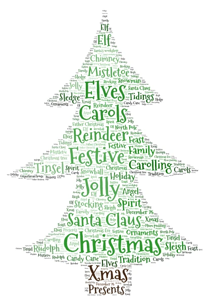 Christmas Tree word cloud art