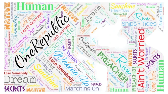 OneRepublic Songs and Albums word cloud art