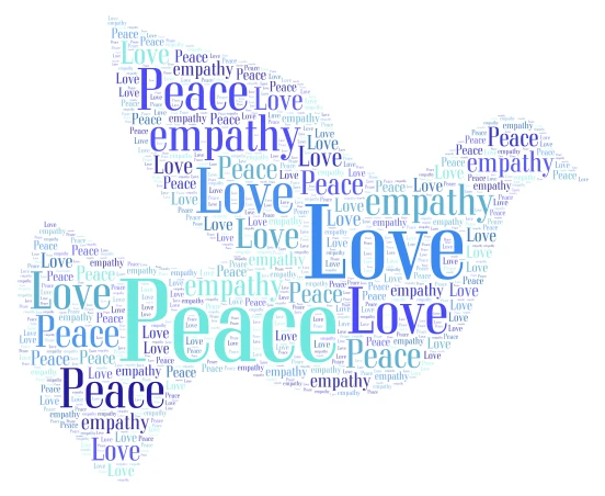 Peace meaningful messages word cloud art