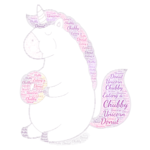 Chubby unicorn word cloud art