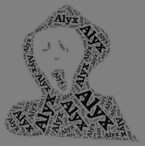 Alyx word cloud art