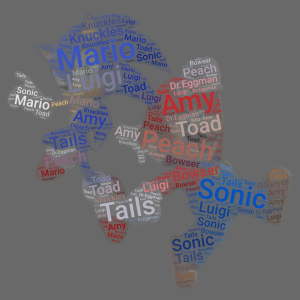 Mario and Sonic word cloud art