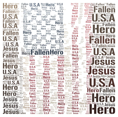 To the Fallen Heroes word cloud art