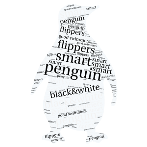 Penguin word cloud art