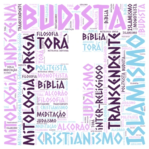 variedades de religiões word cloud art