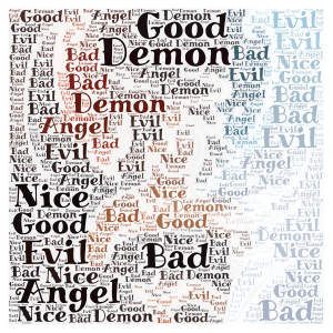 Demon + Angel word cloud art