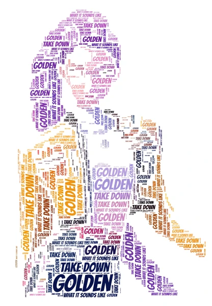   K pop demond Hunters RUMI word cloud art