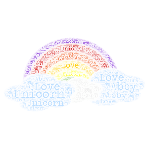 rainbow of unicorn word cloud art