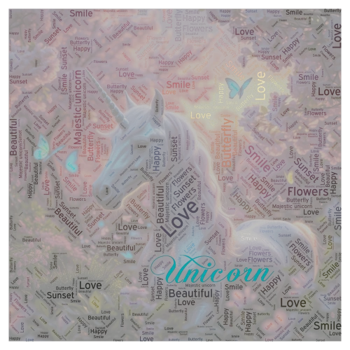 Majestic unicorn word cloud art