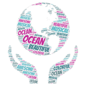 World in color word cloud art
