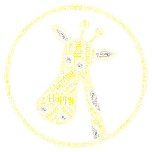 Giraffe word cloud art