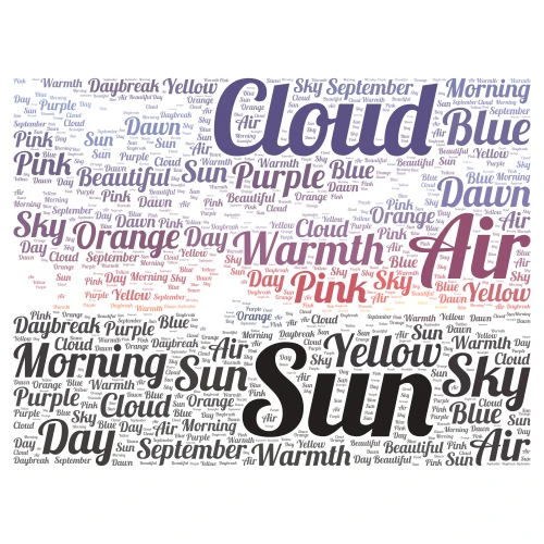 Sunrise word cloud art