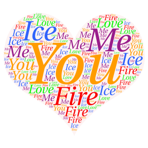 Fire & Ice Love word cloud art