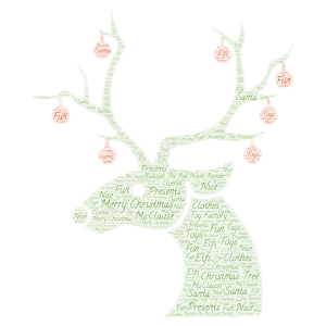 Merry Christmas Rudolph word cloud art