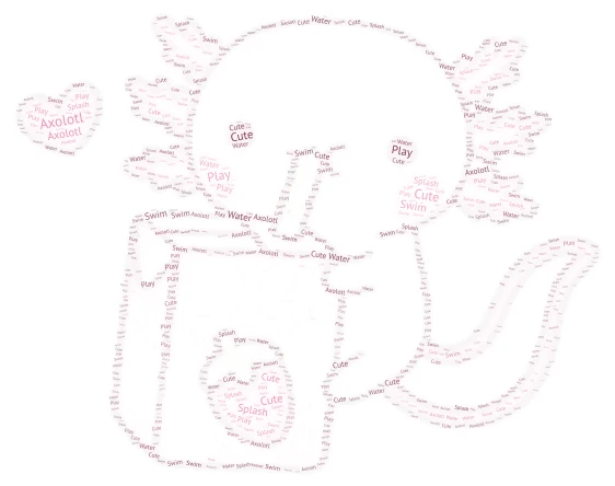 Axolotl word cloud art