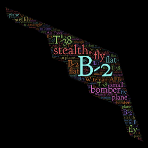 B-2 bomber word cloud art