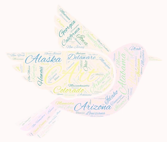 Fifty States word cloud art